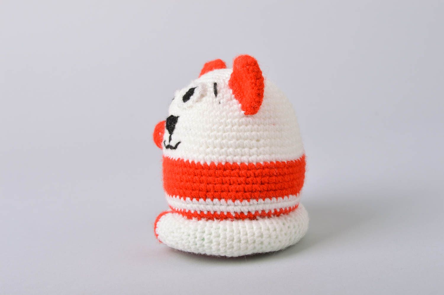 Soft crocheted handmade designer beautiful cute toy cat for kids photo 3