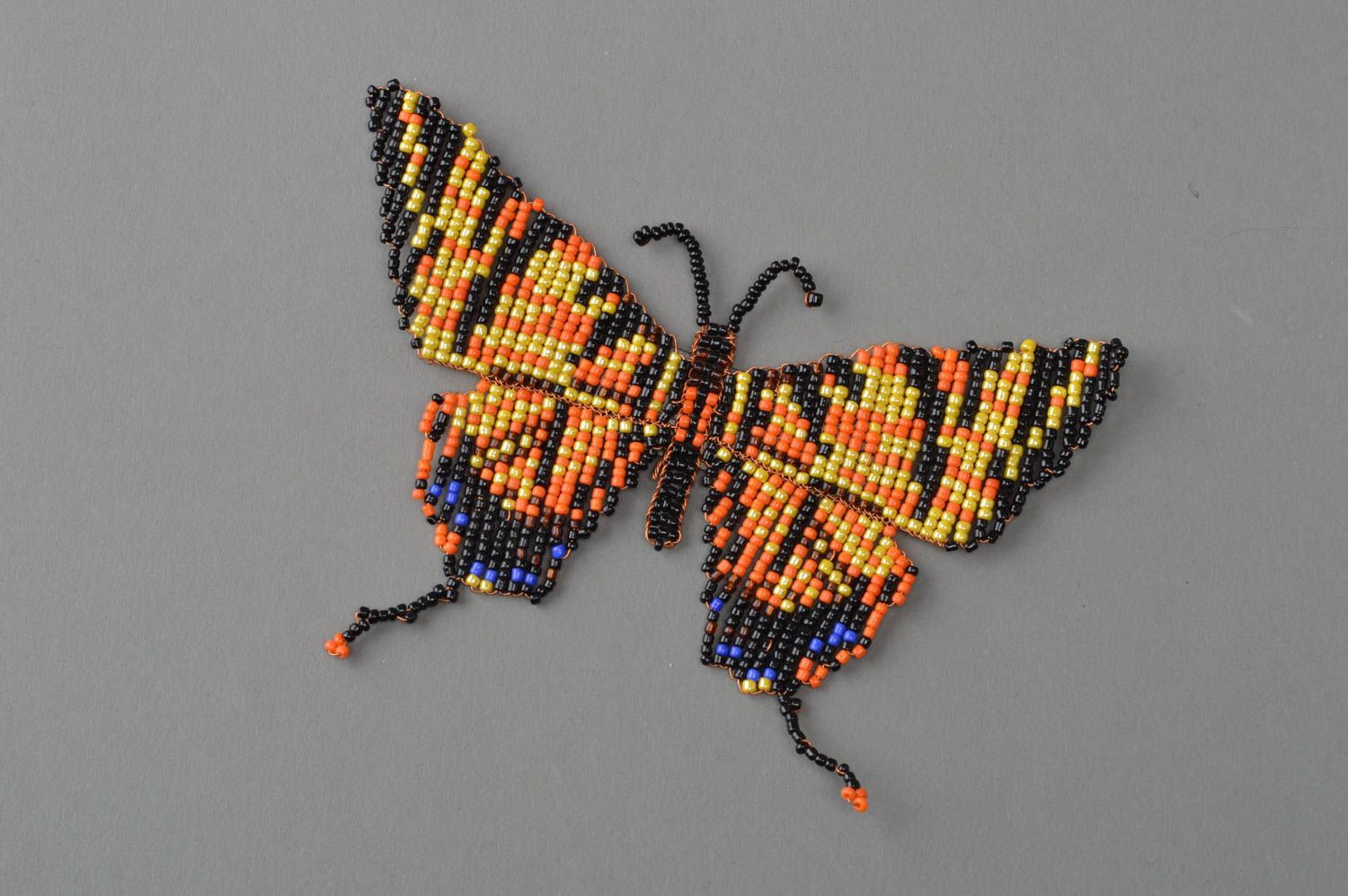 Beaded fridge magnet handmade accessory in the form of butterfly home decor photo 2