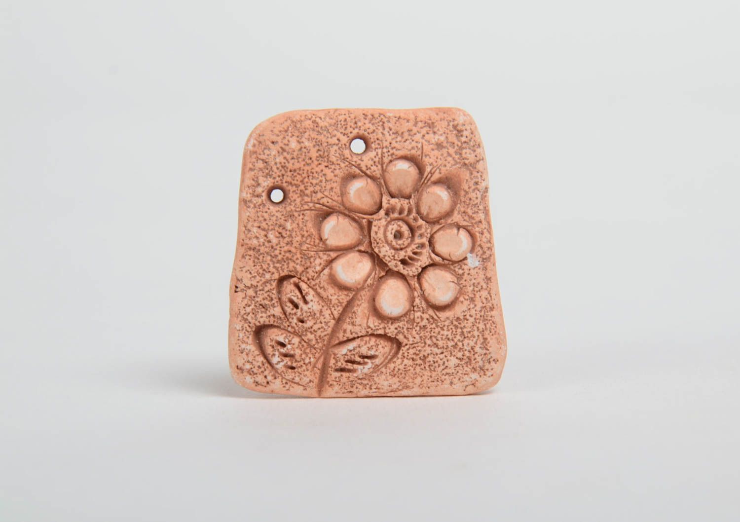 Handmade designer ceramic blank for pendant making DIY jewelry Flower photo 2