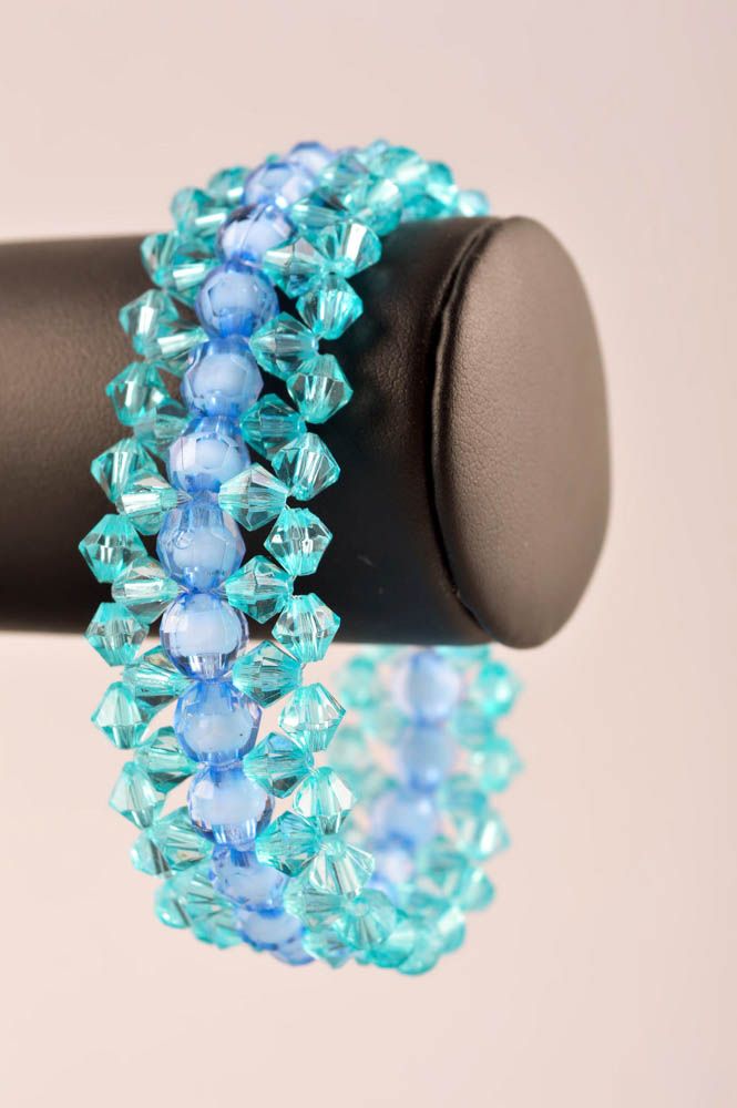 Браслет ручной работы браслет из бусин элитная бижутерия модный браслет голубой фото 2
