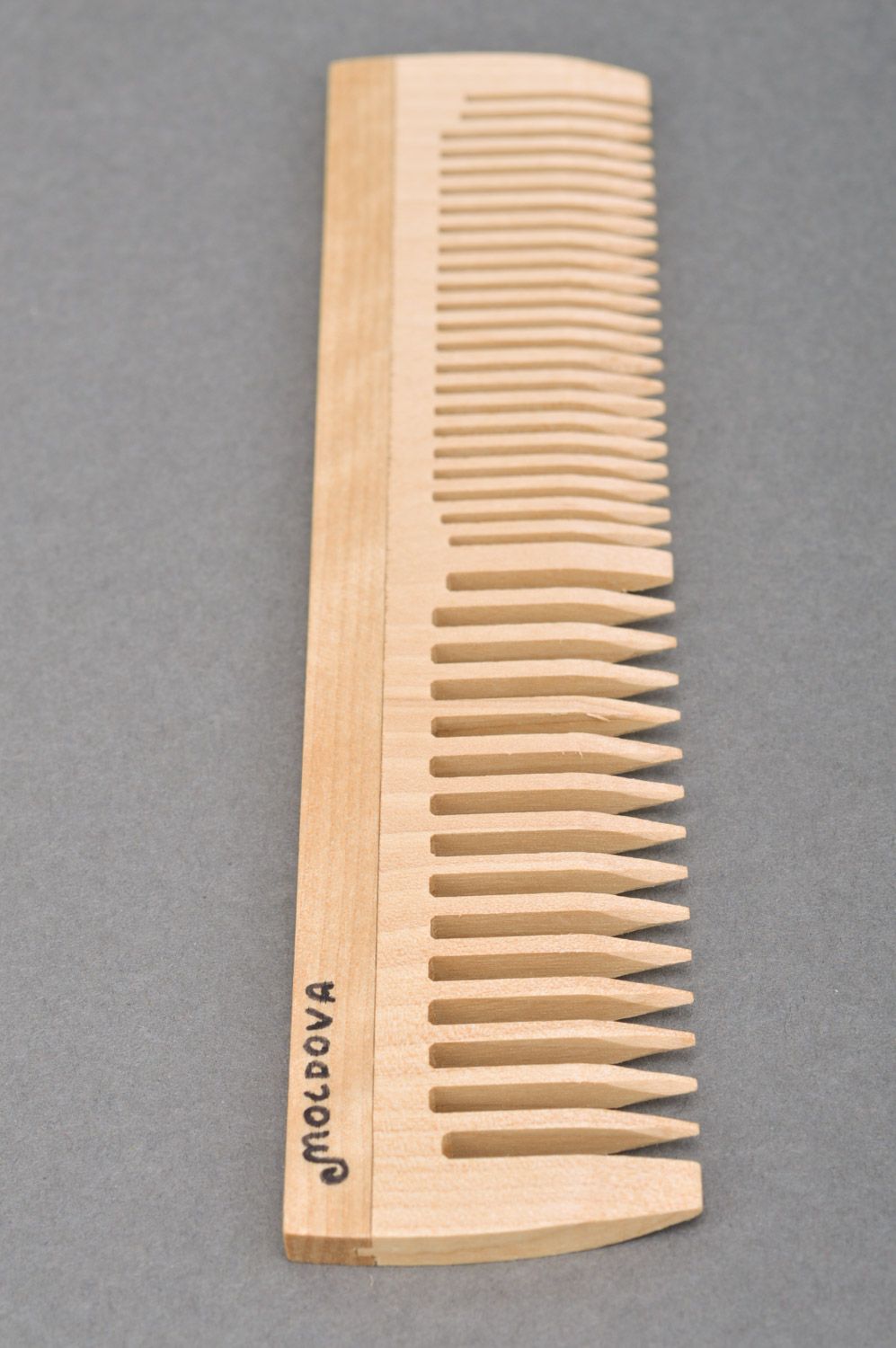 Handmade large wooden comb for hair made of natural material photo 2