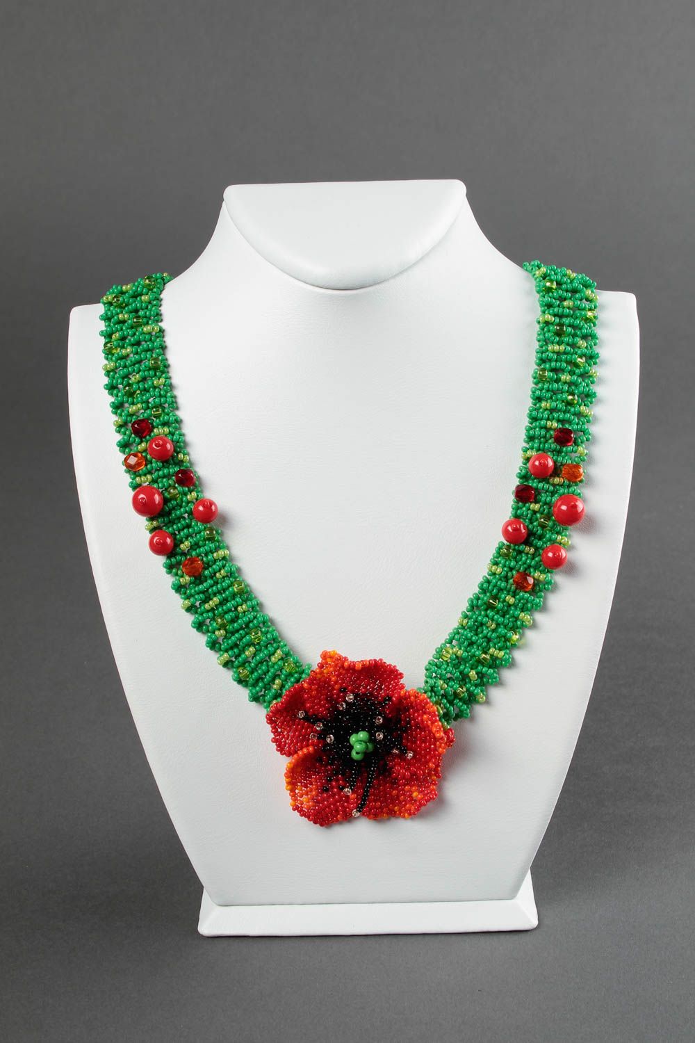 Handmade seed bead necklace handmade jewelry cord necklace elegant accessories photo 1