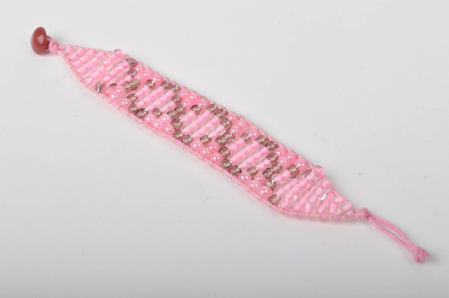 Handmade unusual pink jewelry designer beaded bracelet elegant wrist bracelet photo 3