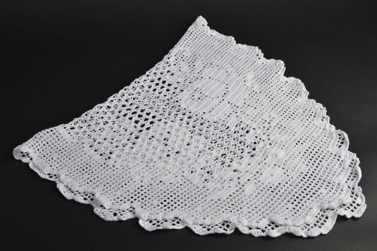 Napperon blanc ovale tricoté en coton au crochet ajouré décoratif fait main photo 5