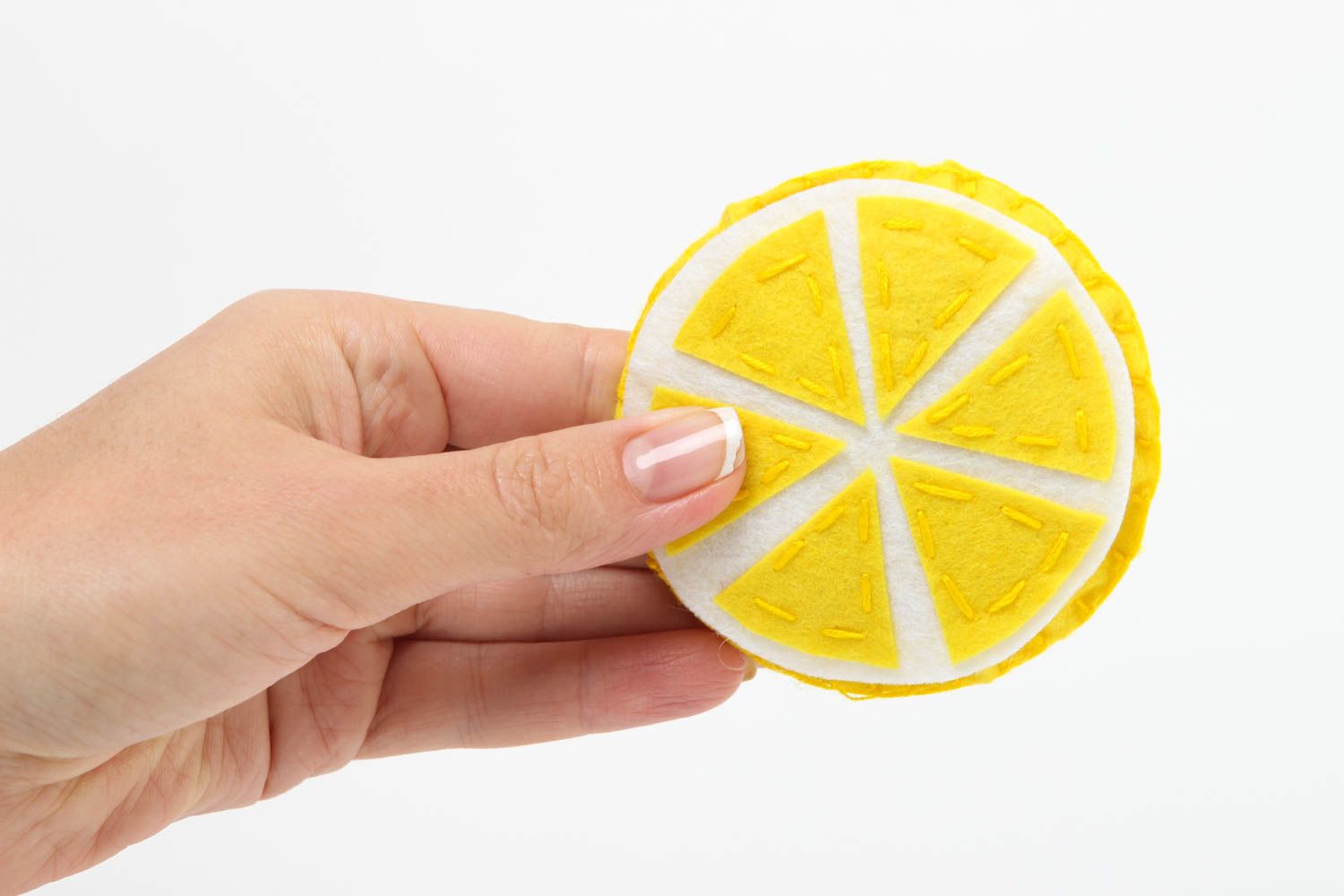 Juguete artesanal fruta de fieltro limón amarillo regalo original para niño foto 5