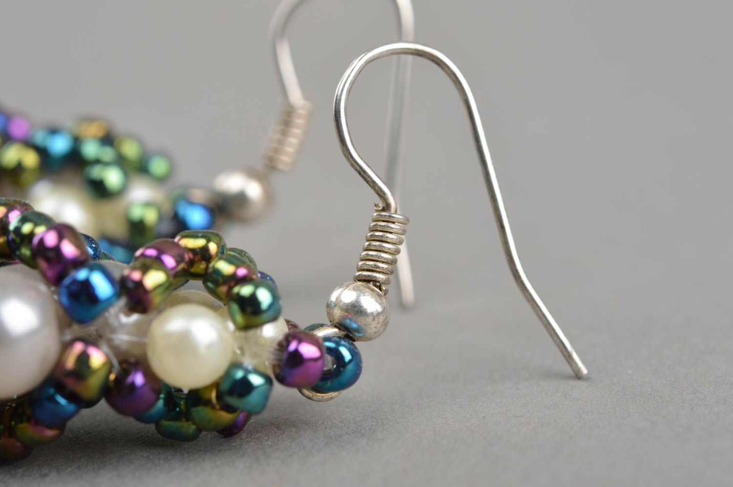 Boucles d'oreilles en perles de rocaille perles fantaisie pendantes faites main photo 4