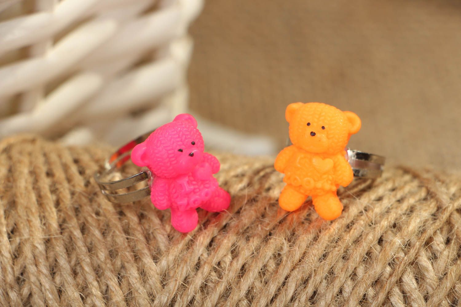 Polymer clay ring Pink Bear photo 4