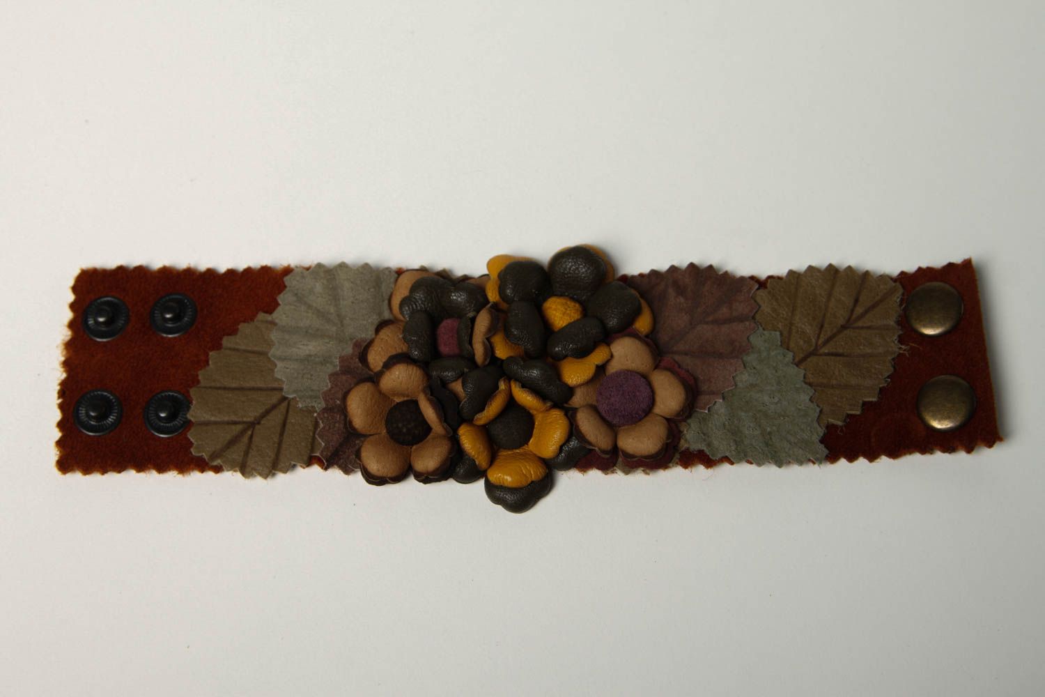 Handmade Armband textil Schmuck mit Blumen Accessoire für Frauen breit  foto 3