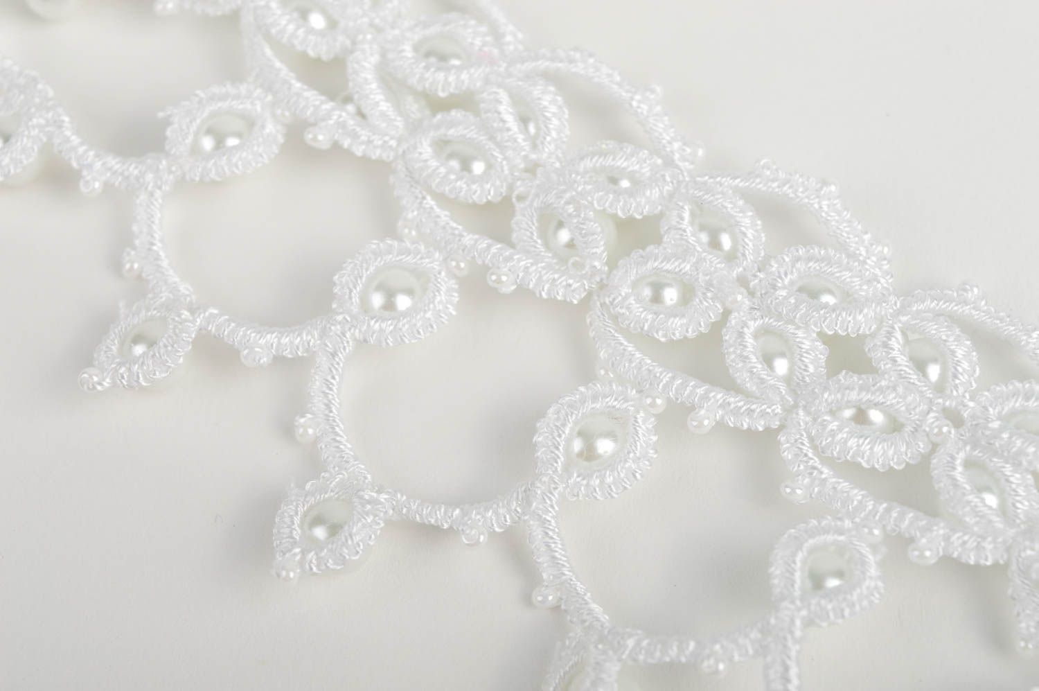 Modeschmuck Halskette in Weiß handmade Glasperlen Schmuck originelles Geschenk foto 3