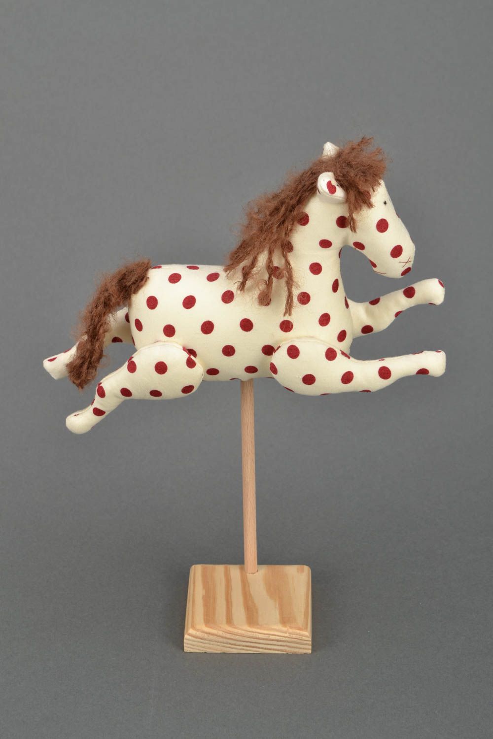 Handmade soft toy with wooden stand photo 1