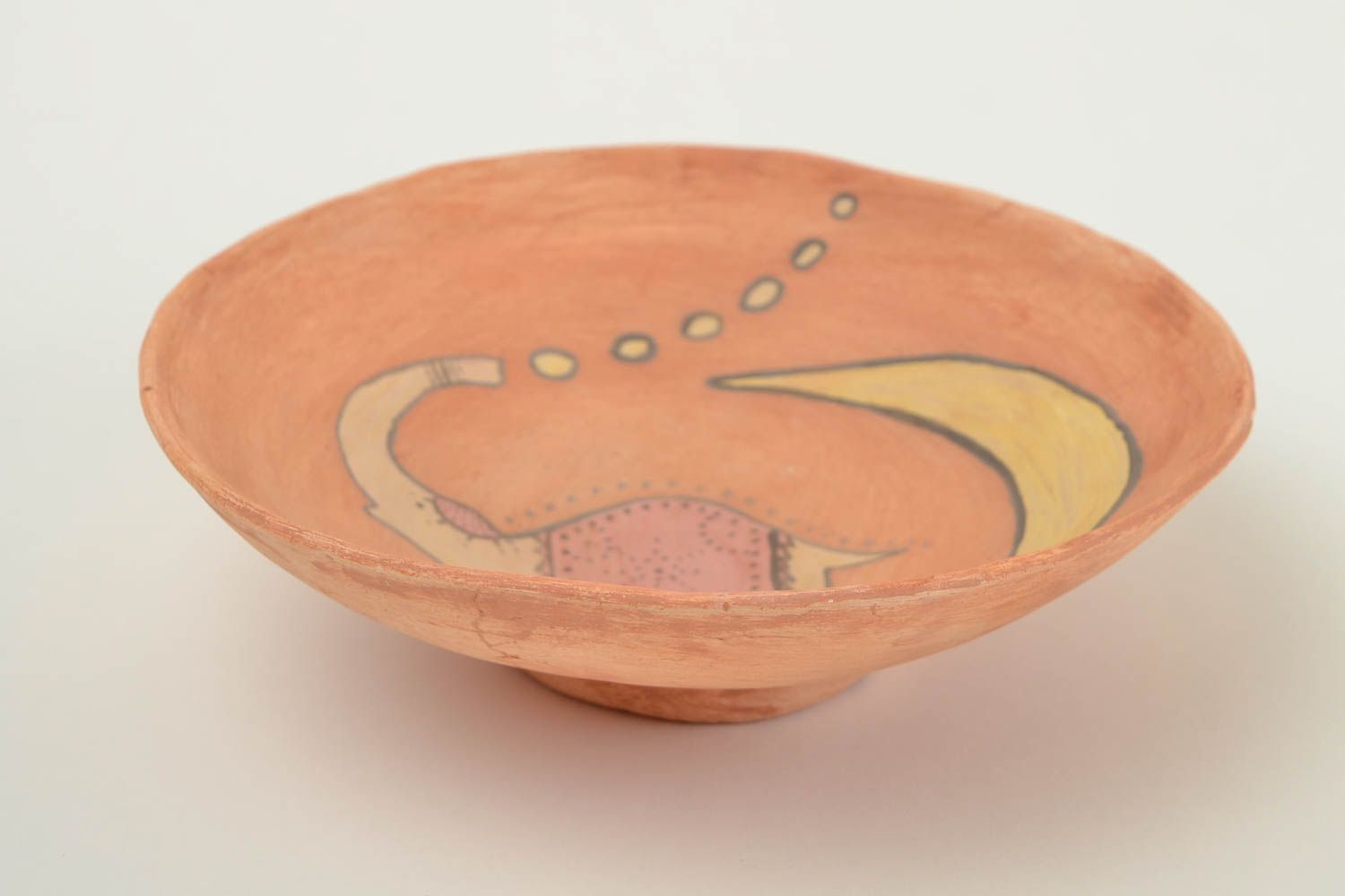 Керамическая тарелка ручной работы глиняная посуда расписная тарелка Месяц фото 4