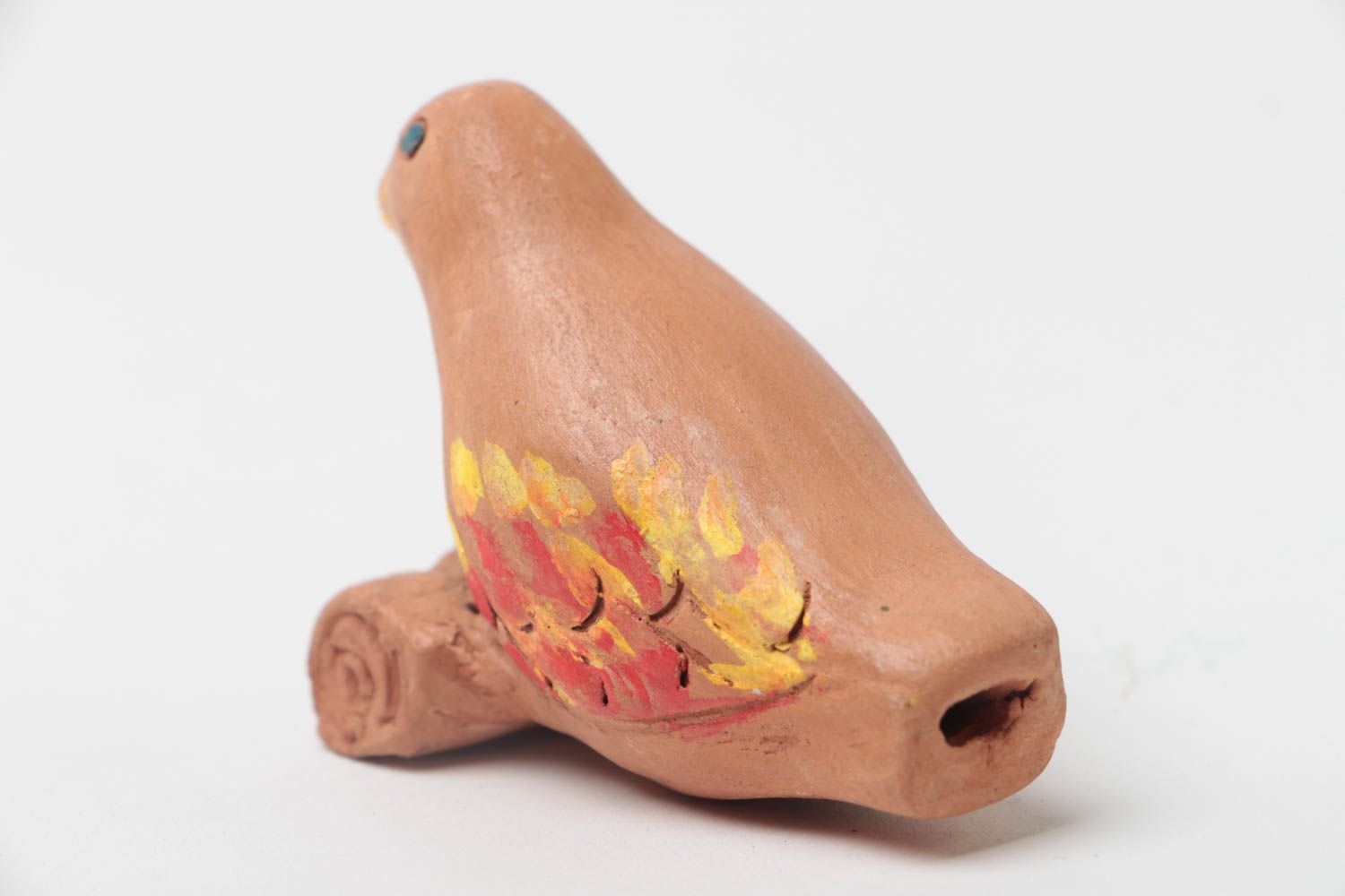 Ceramic handmade designer beautiful whistle with painting Bird photo 3