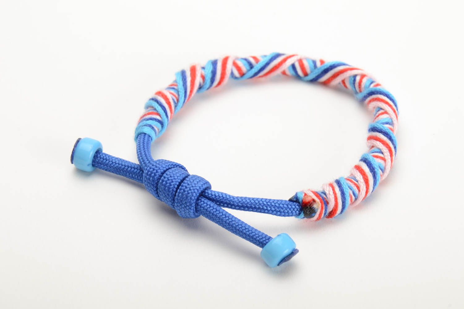 Colorful handmade bracelet made of paracord and floss thread beautiful designer accessory photo 2