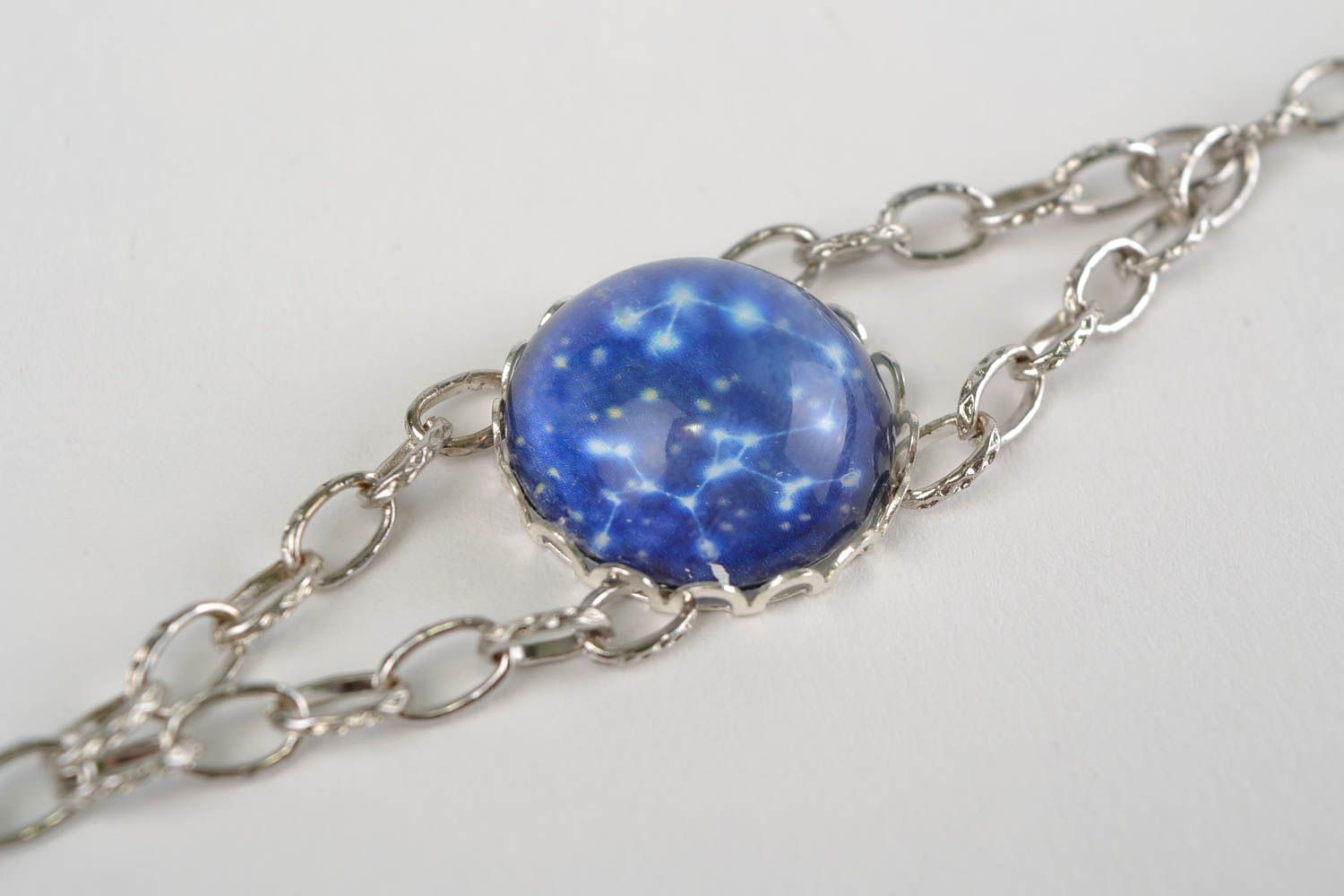 Zodiac wrist bracelet with chain and glass stylish handmade accessory photo 2