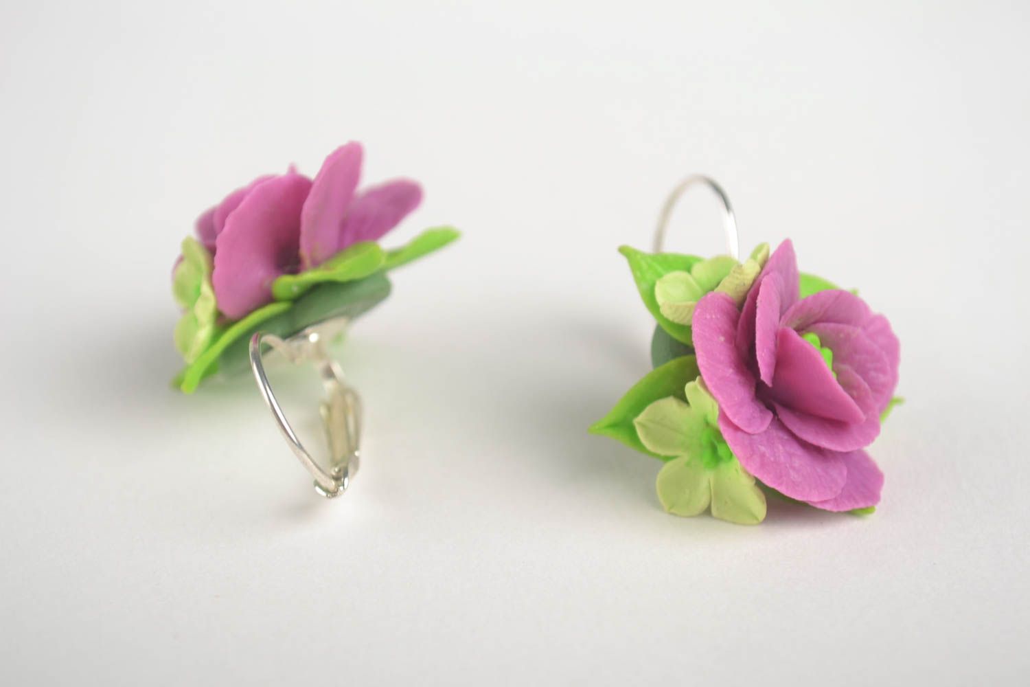 Boucles d'oreilles fleurs Bijou fait main en porcelaine froide Cadeau pour femme photo 4