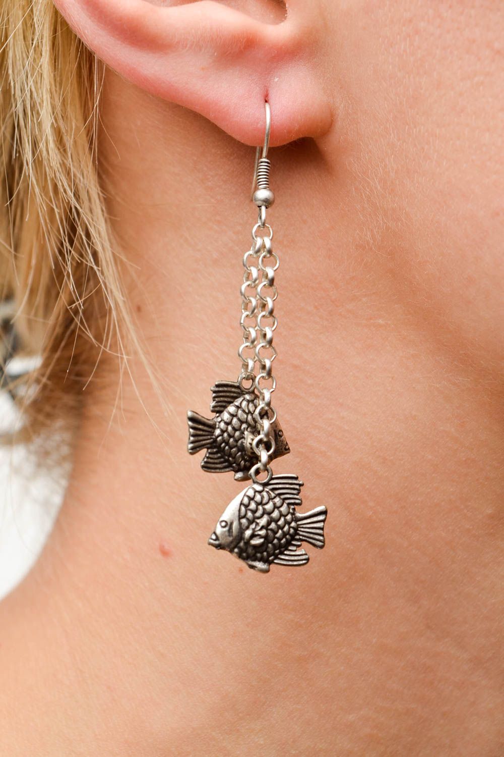 metal fish earrings fashion designer hand made accessories women gift  photo 2