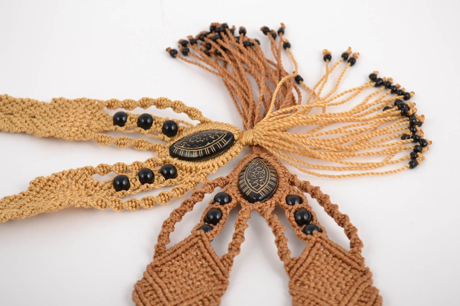 Ensemble de colliers faits main tressés en fils textiles macramé 2 pièces photo 5