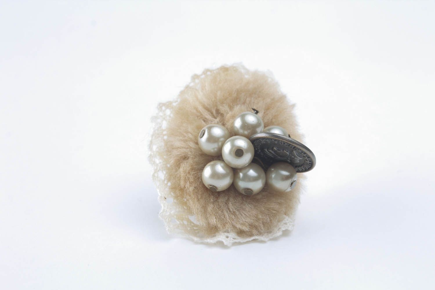 Ring made of fur and lace  photo 2