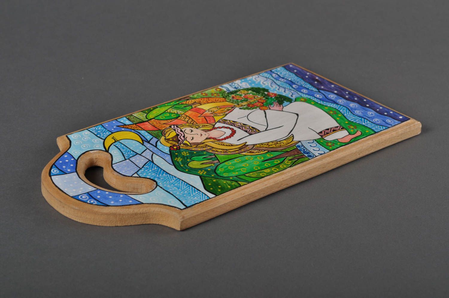 Handmade painted cutting board wooden chopping board wood craft kitchen design photo 5