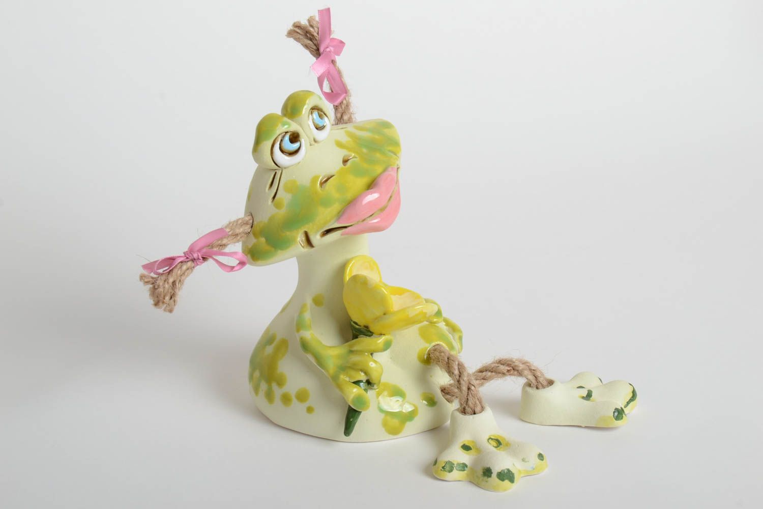 Tirelire grenouille faite main Figurine animal originale en argile Cadeau enfant photo 2