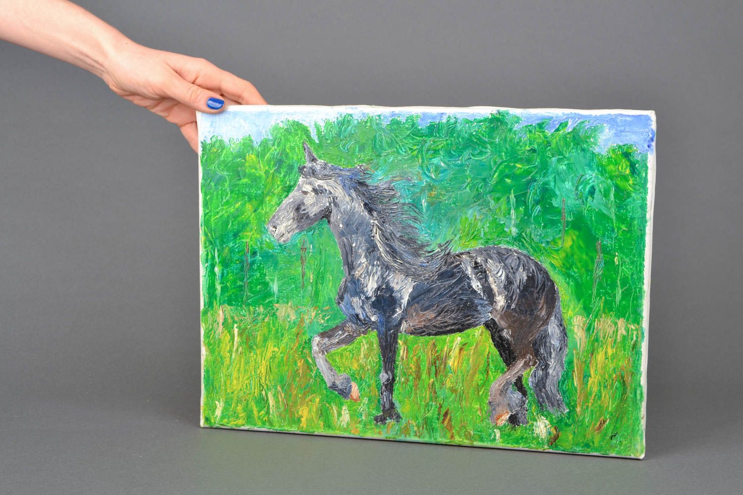 Картина маслом с изображением лошади фото 2