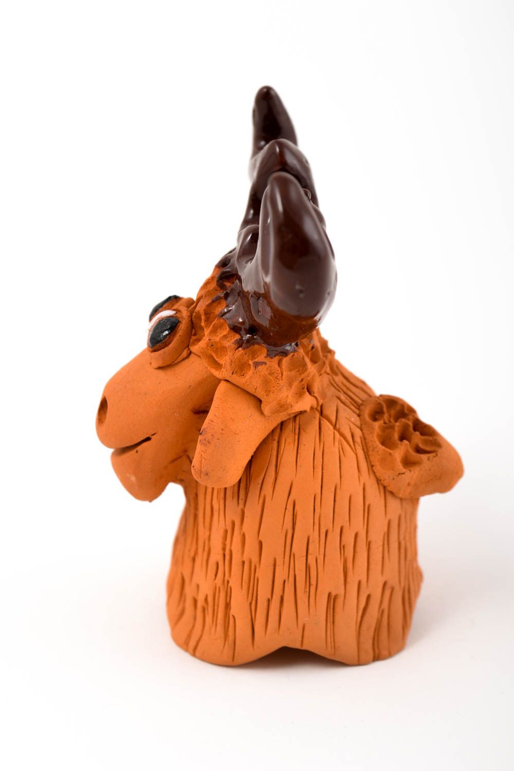 Фигурка животного статуэтка ручной работы игрушка из глины лось с рогами фото 4