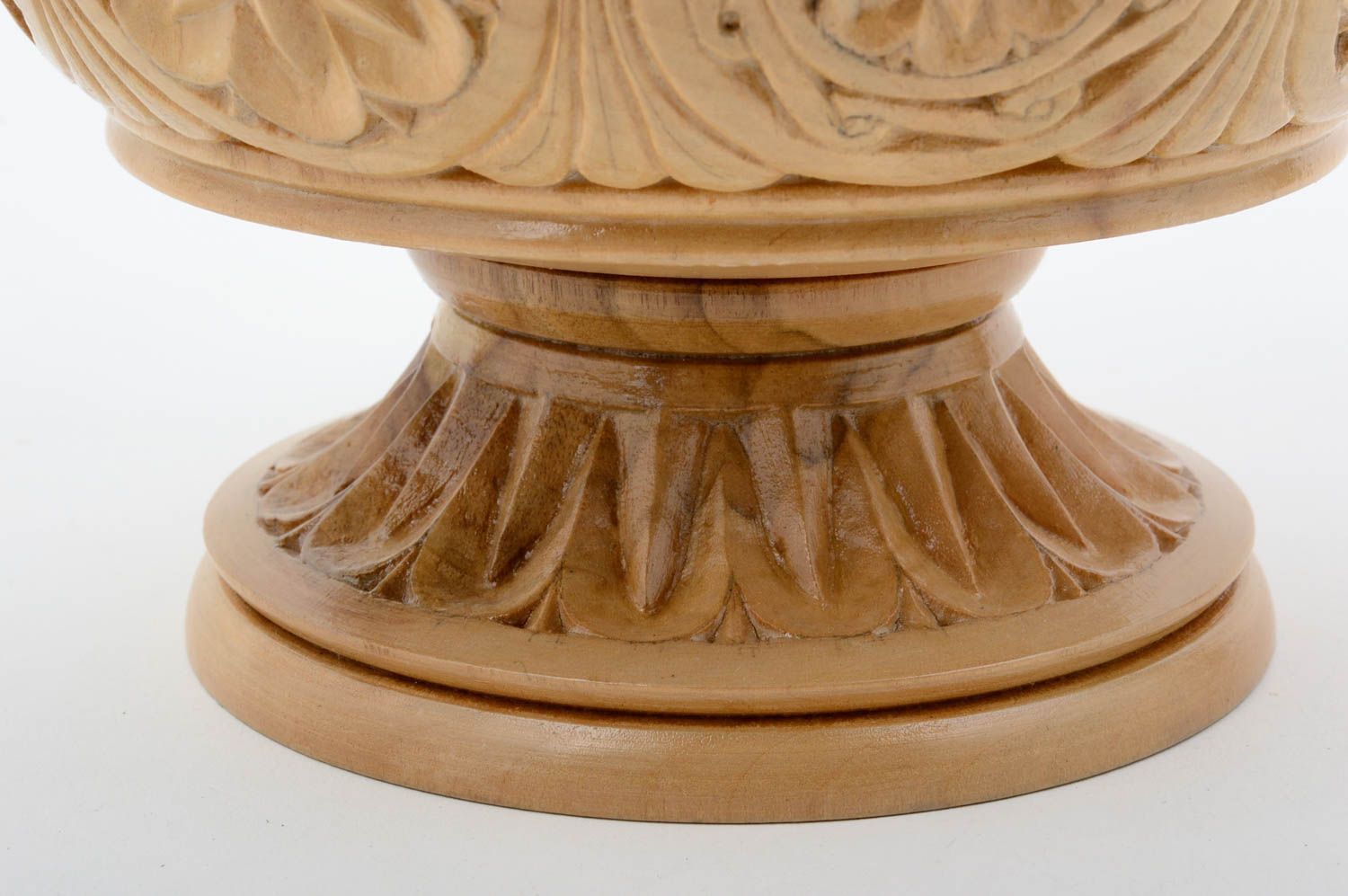 Coupe Déco en bois fait main claire Décoration de table avec ornements sculptés photo 4