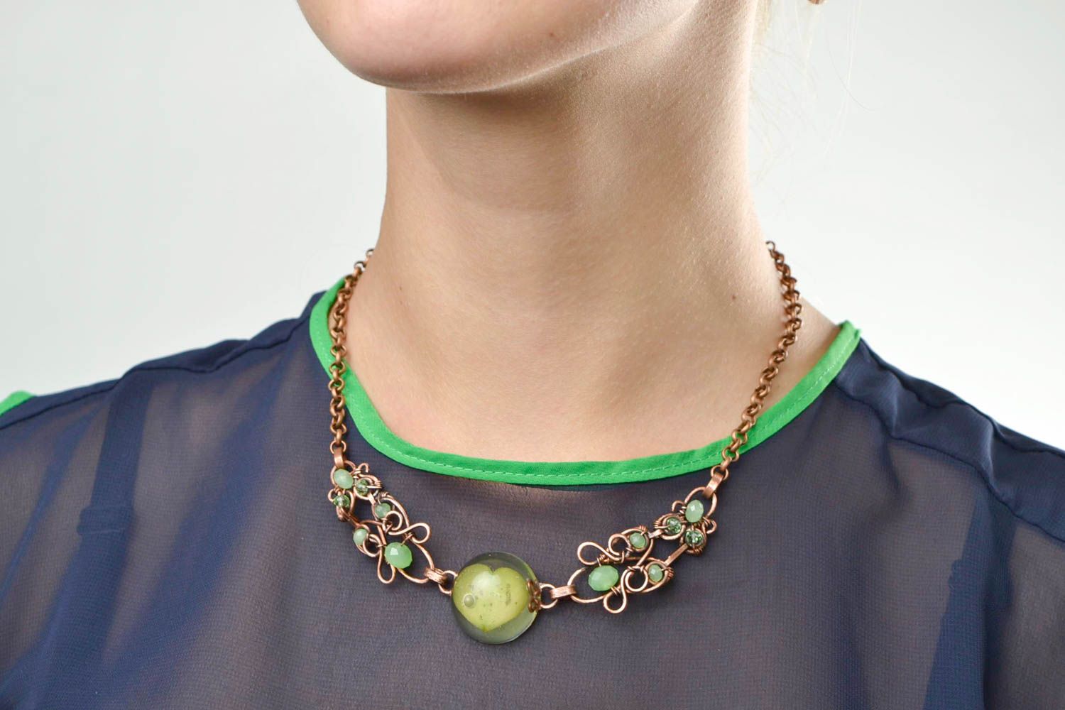 Unusual handmade beaded necklace metal necklace design beautiful jewellery photo 2
