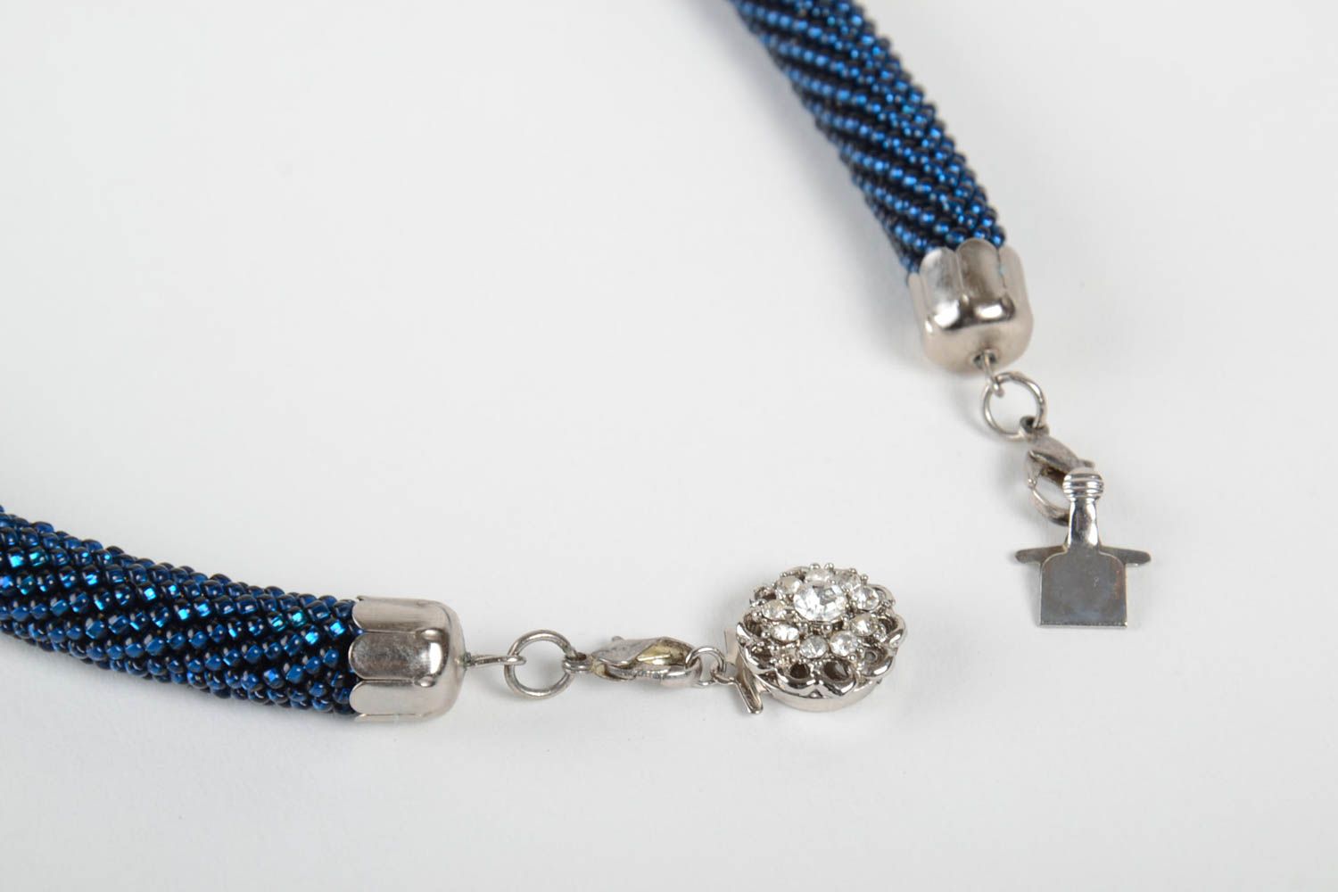 Collier spirale Bijou fait main Cadeau femme bleu en perles de rocaille photo 4