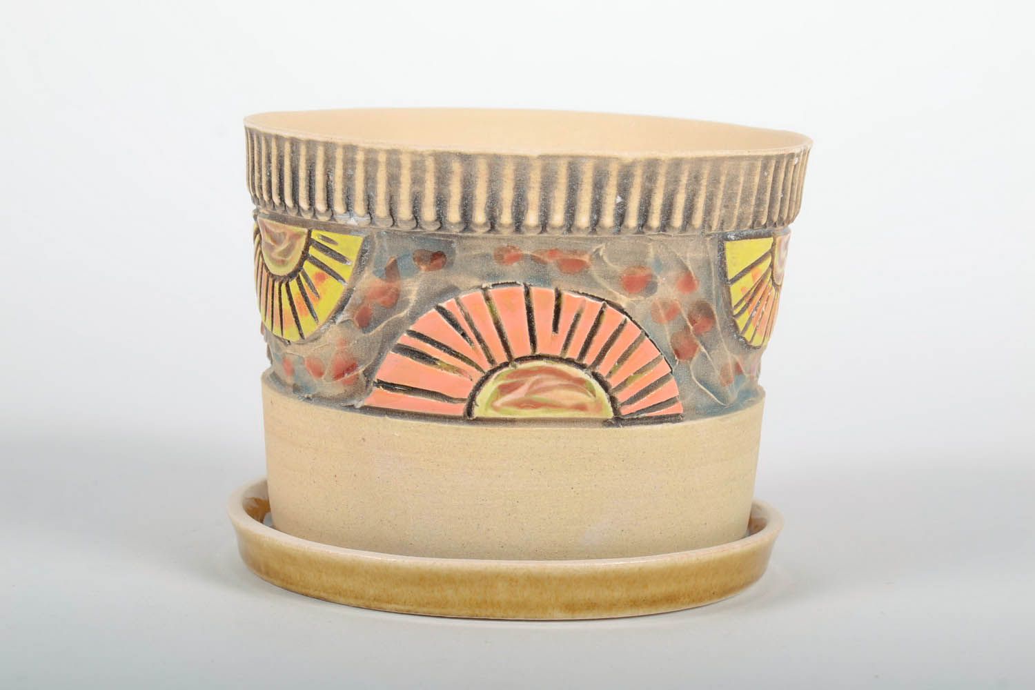 Keramik-Blumentopf Strich foto 1