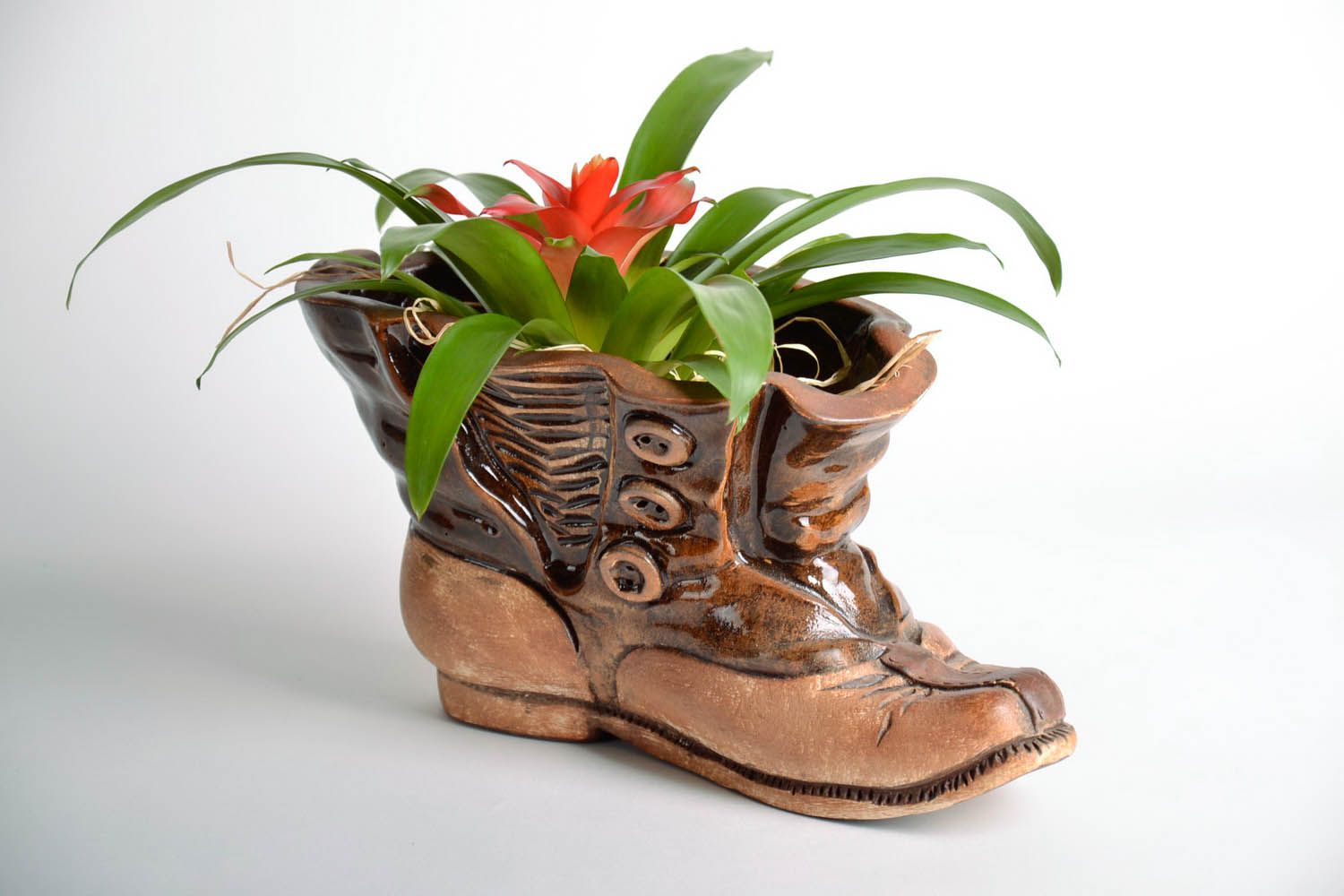 Vaso scarpa fatto a mano vaso per fiori in ceramica attrezzi per giardinaggio
 foto 1