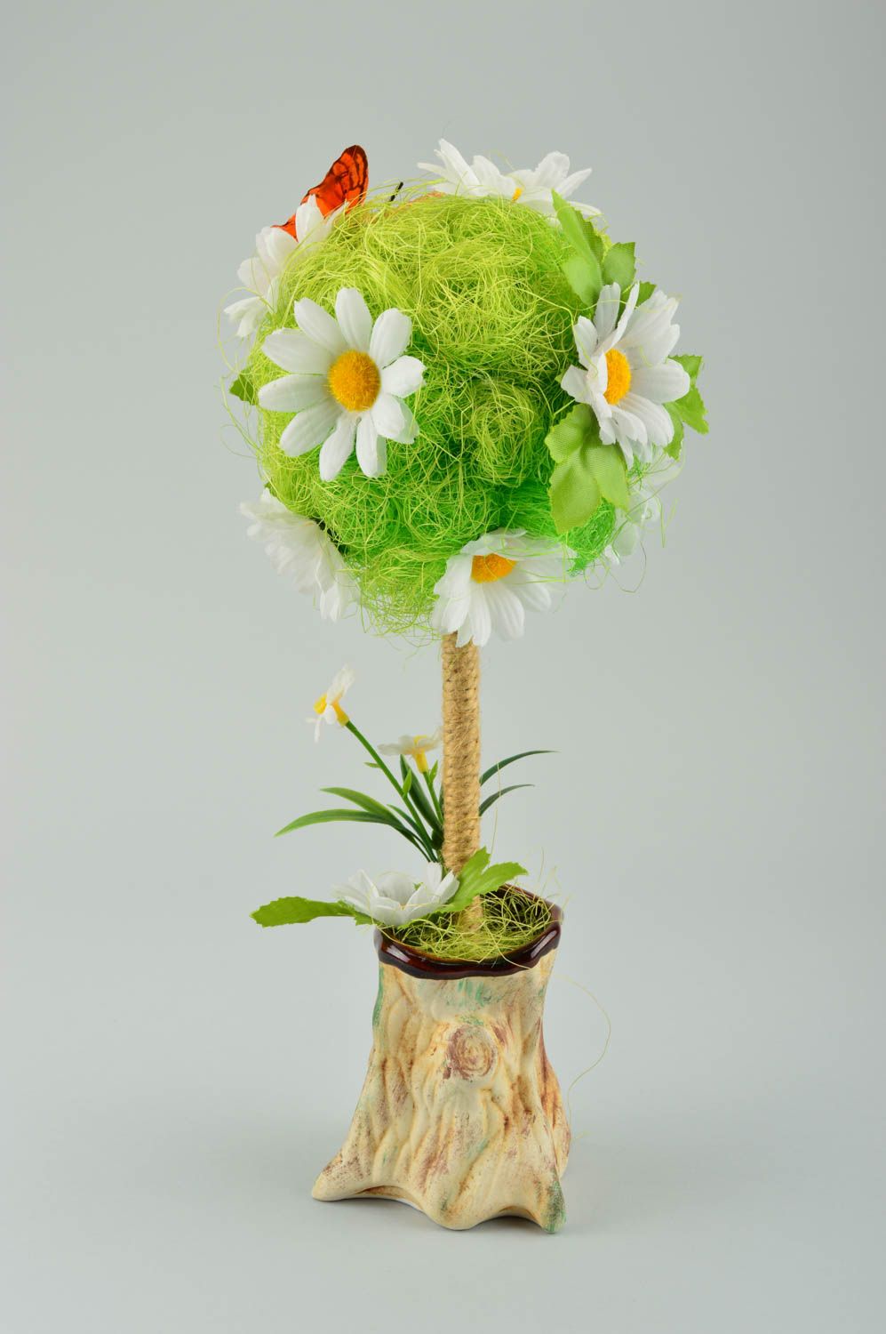 Topiario de flores hecho a mano regalo original elemento decorativo verde foto 2