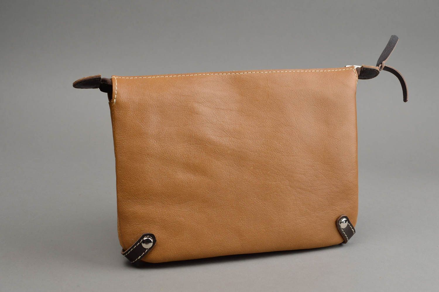 Handmade leather clutch cute bag in casual style beautiful accessories photo 3