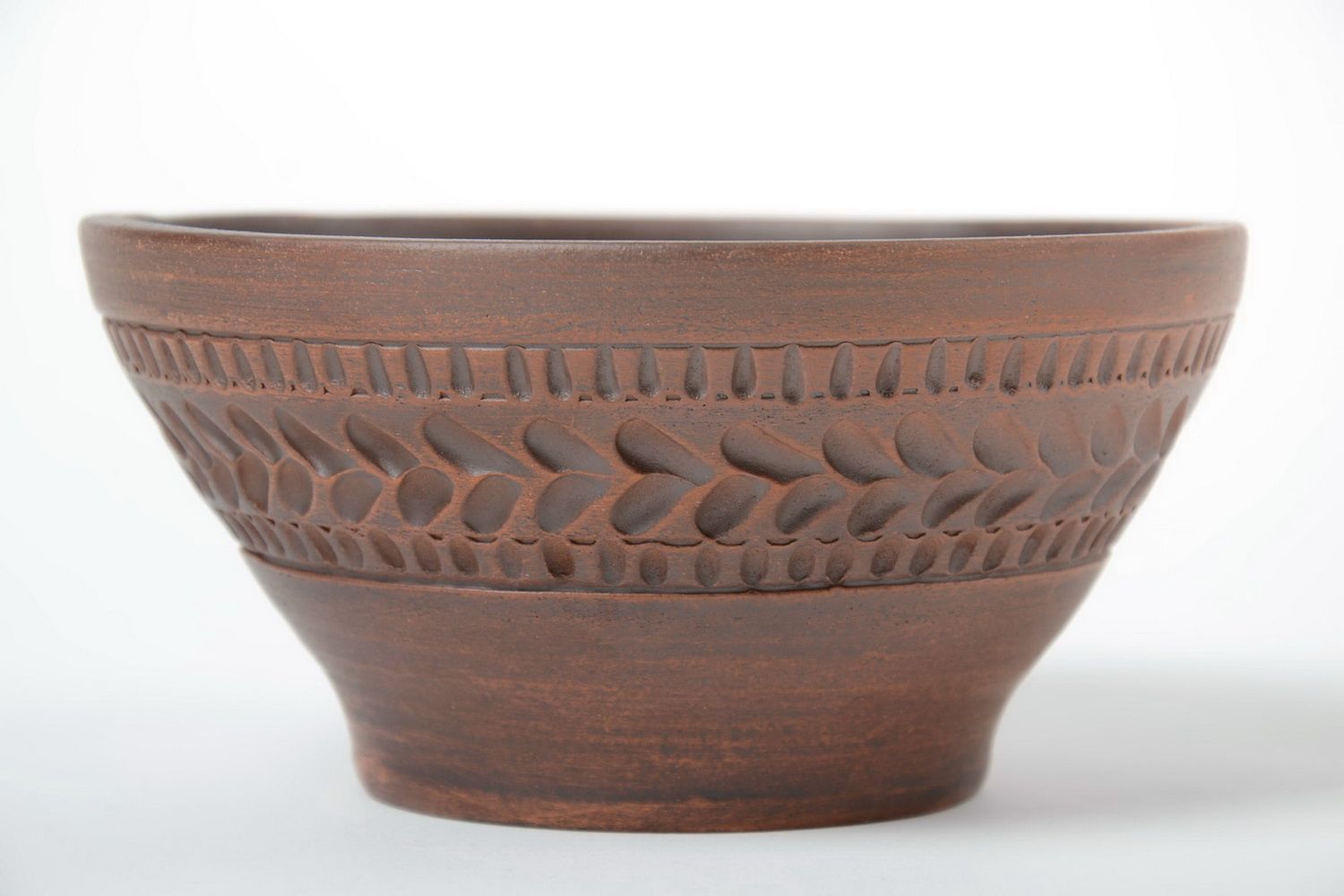 Beautiful small handmade designer brown clay bowl 350 ml photo 2