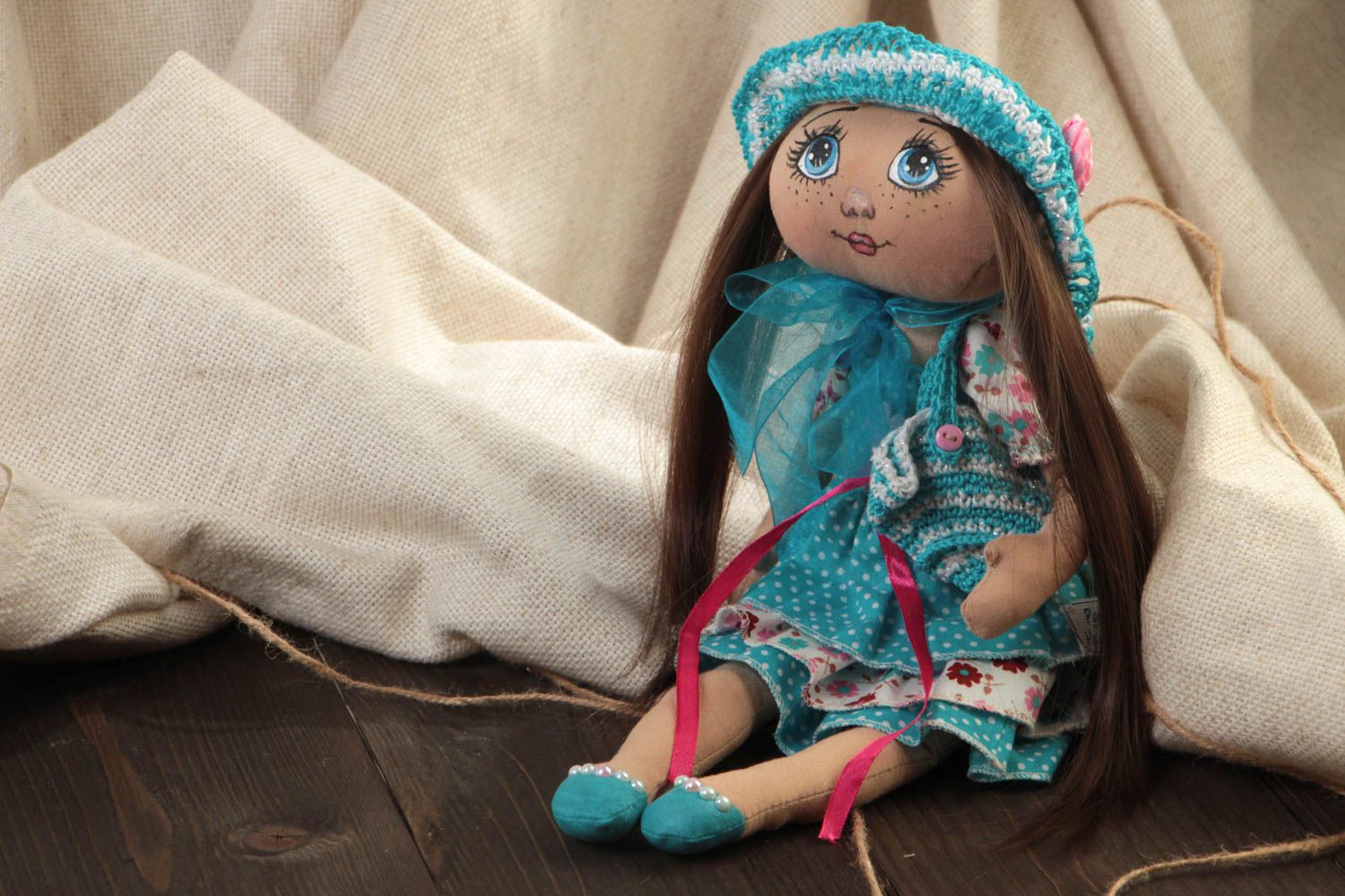 Авторская тканевая кукла из хлопка ручной работы красивая детская Кристина фото 1