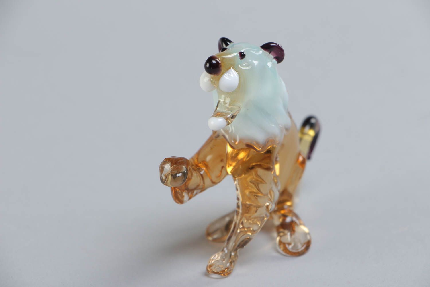 Beautiful handmade small lampwork glass figurine Lion home decor photo 3
