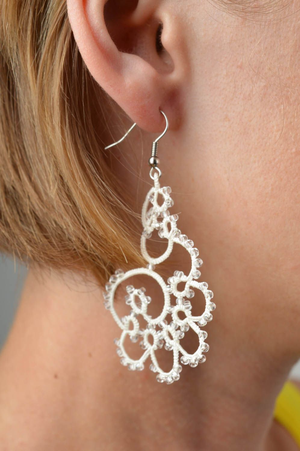 Handmade woven lace earrings artisan jewelry designs beautiful jewellery photo 1