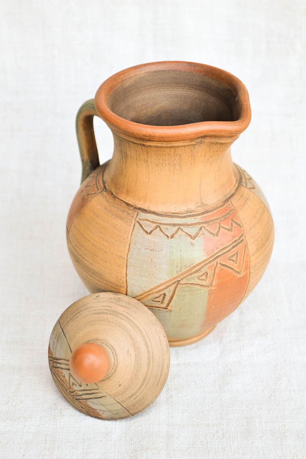Küchen Deko handmade Keramik Krug Öko Geschirr Geschenk für Frauen mit Deckel foto 3