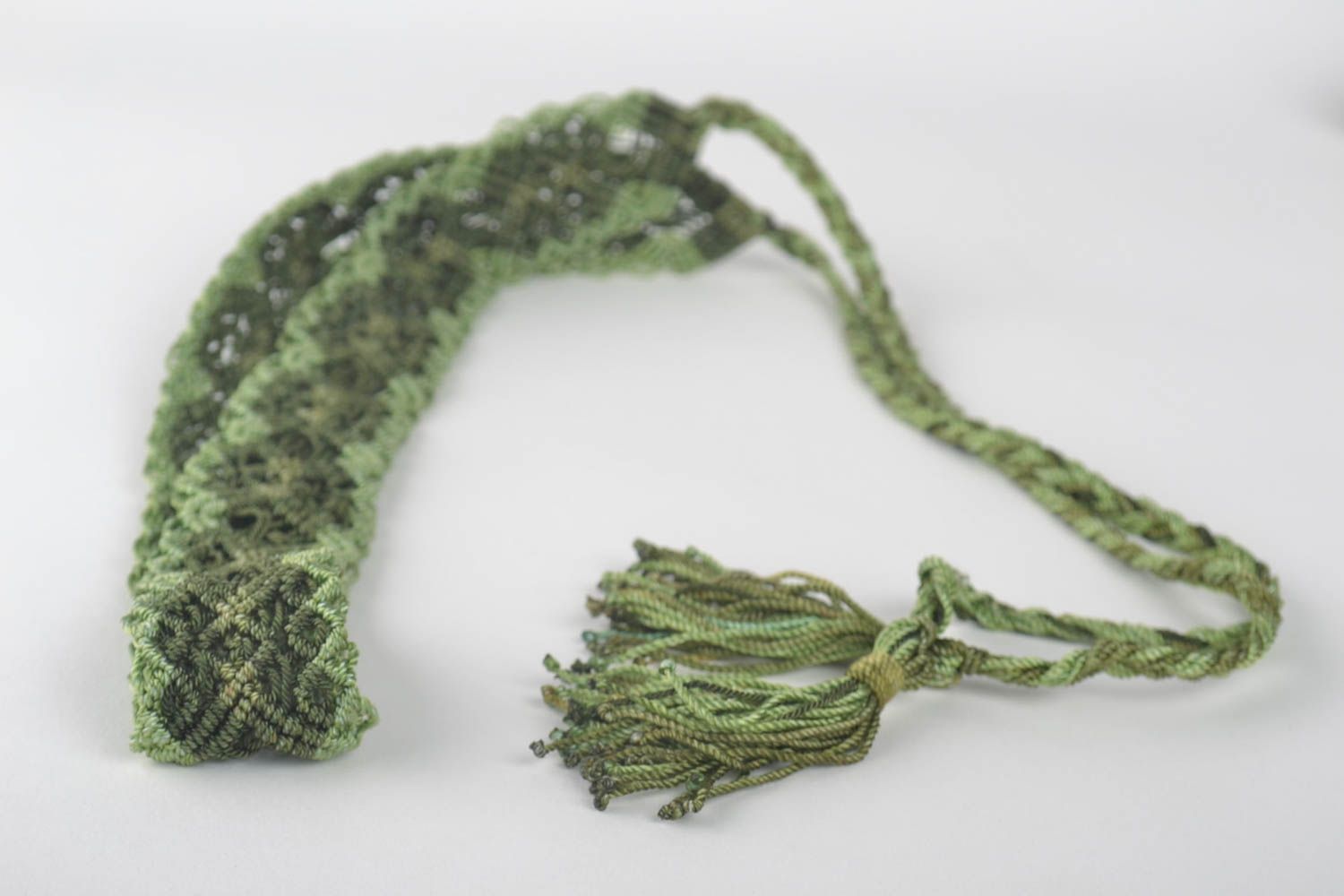 Пояс ручной работы женский ремень пояс для талии плетеный зеленый красивый фото 4