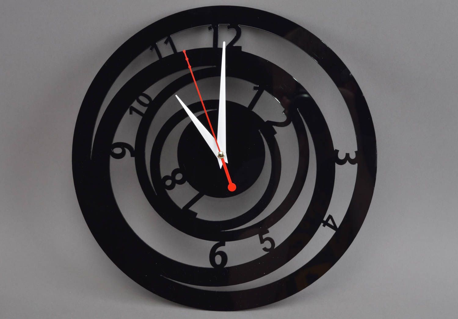 Black handmade clock accessory made of acrylic glass wall decor elements photo 3