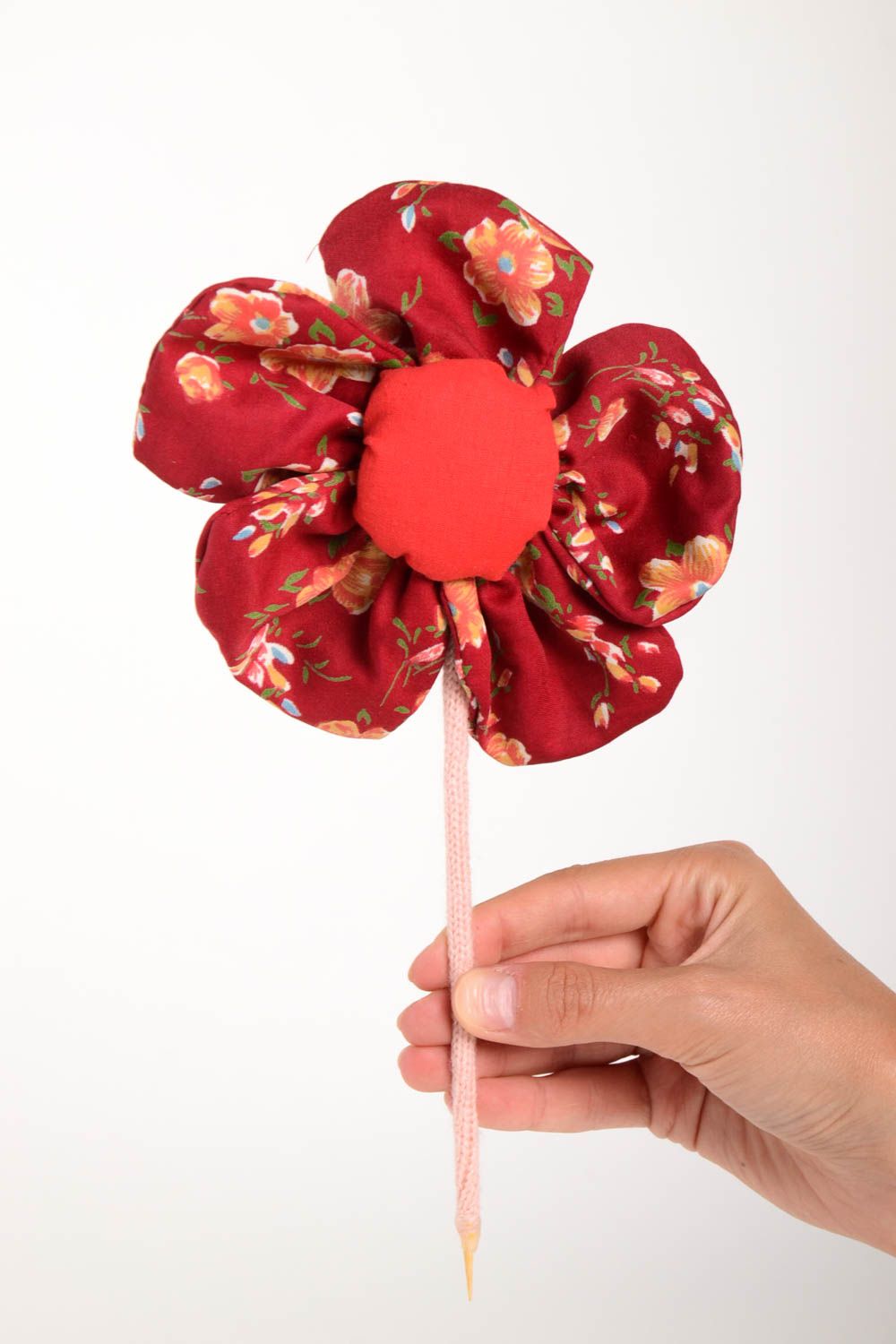 Handmade grelle rote Deko Blume Wohn Accessoire künstliche Blume aus Stoff  foto 3