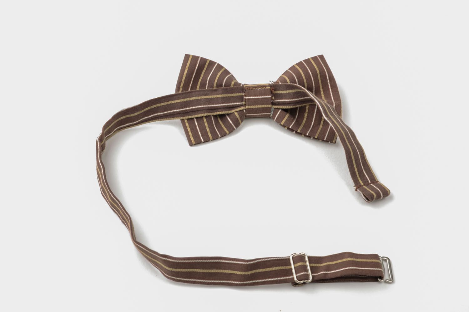 Brown striped bow tie photo 5
