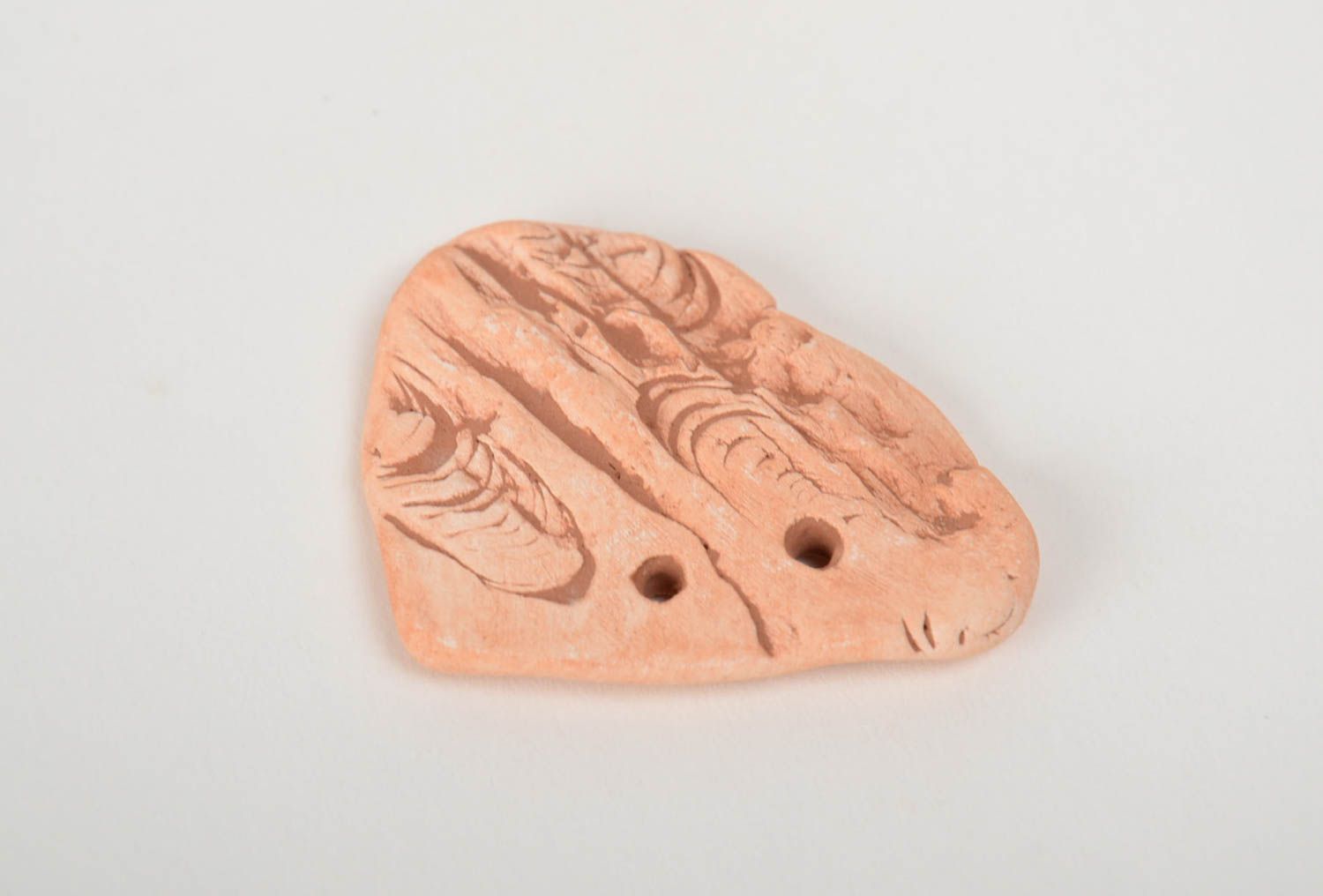 Ébauche de pendentif en terre cuite insolite fait main beige style etnhique photo 4