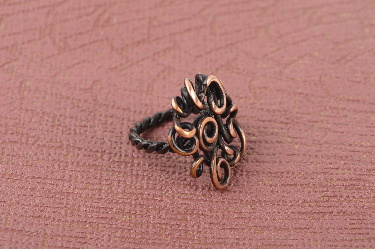 Изящное модное красивое кольцо хэнд мейд необычное кольцо из меди женское кольцо фото 1