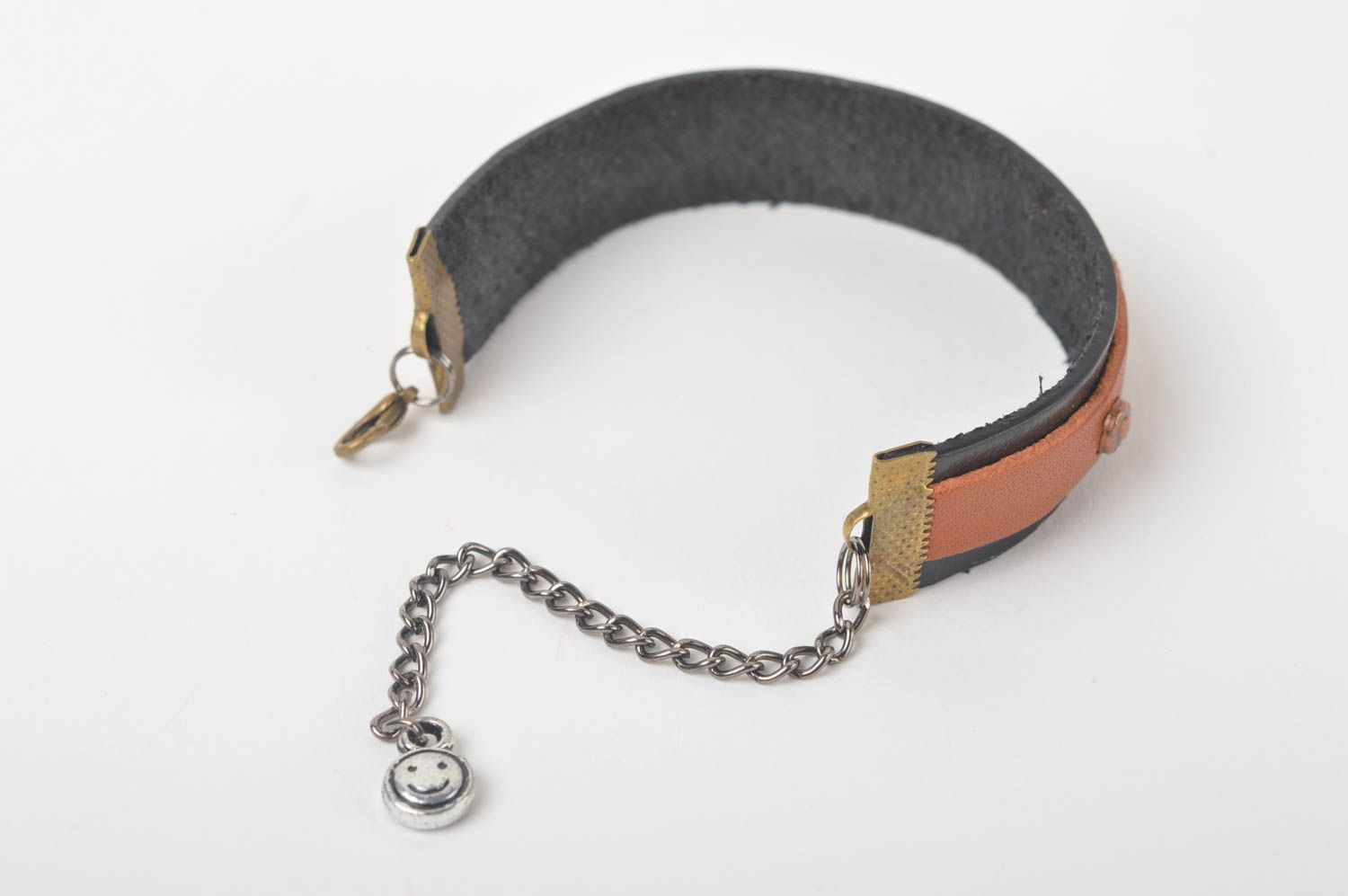 Stylish handmade leather bracelet leather goods gifts for her gifts for him photo 3