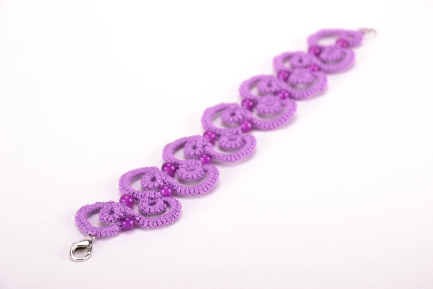 Bracelet tressé lilas fait main photo 2