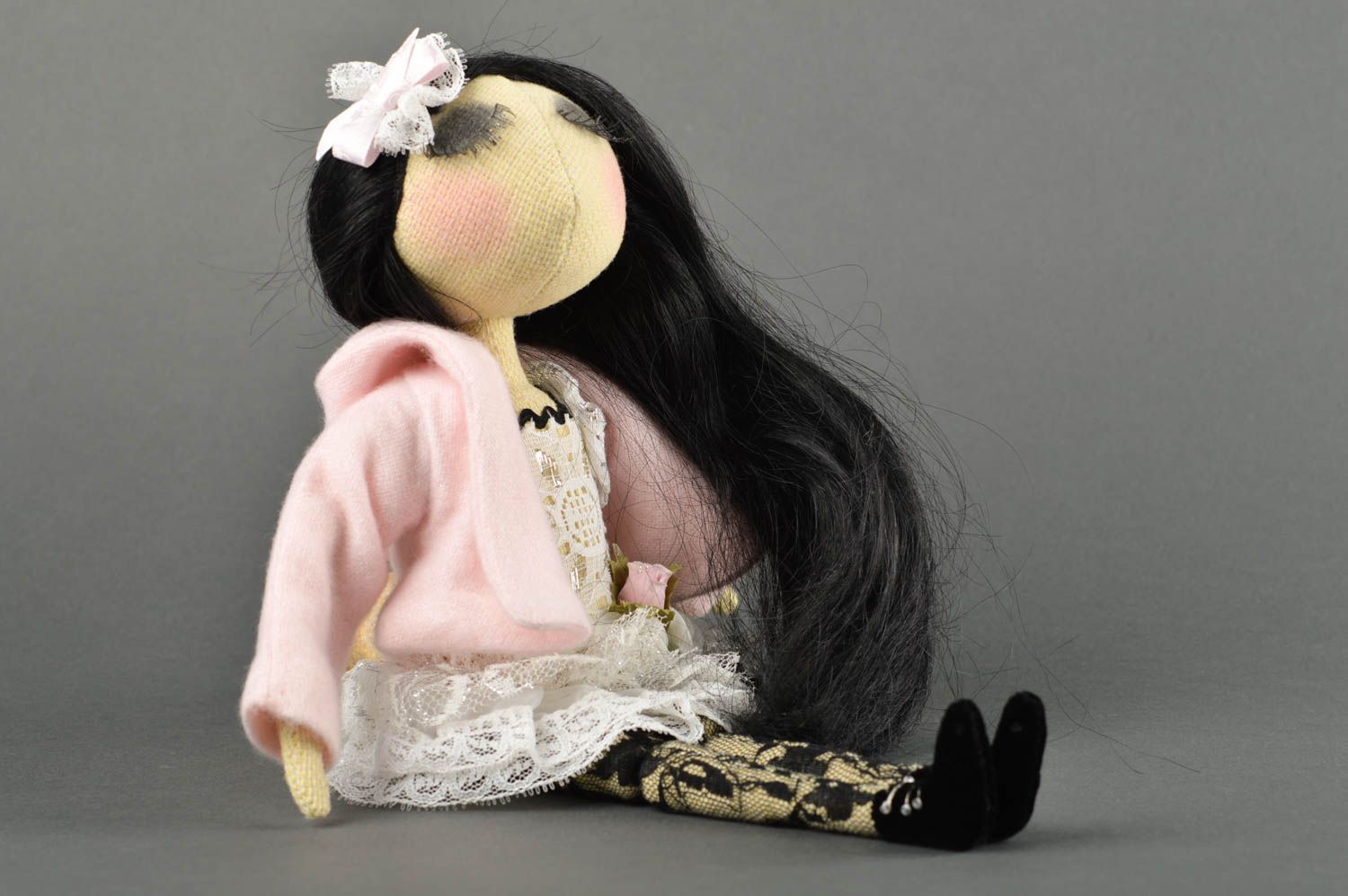 Handmade Designer Puppe Stoff Spielzeug schöne Puppe Gotische Lady künstlerisch foto 2