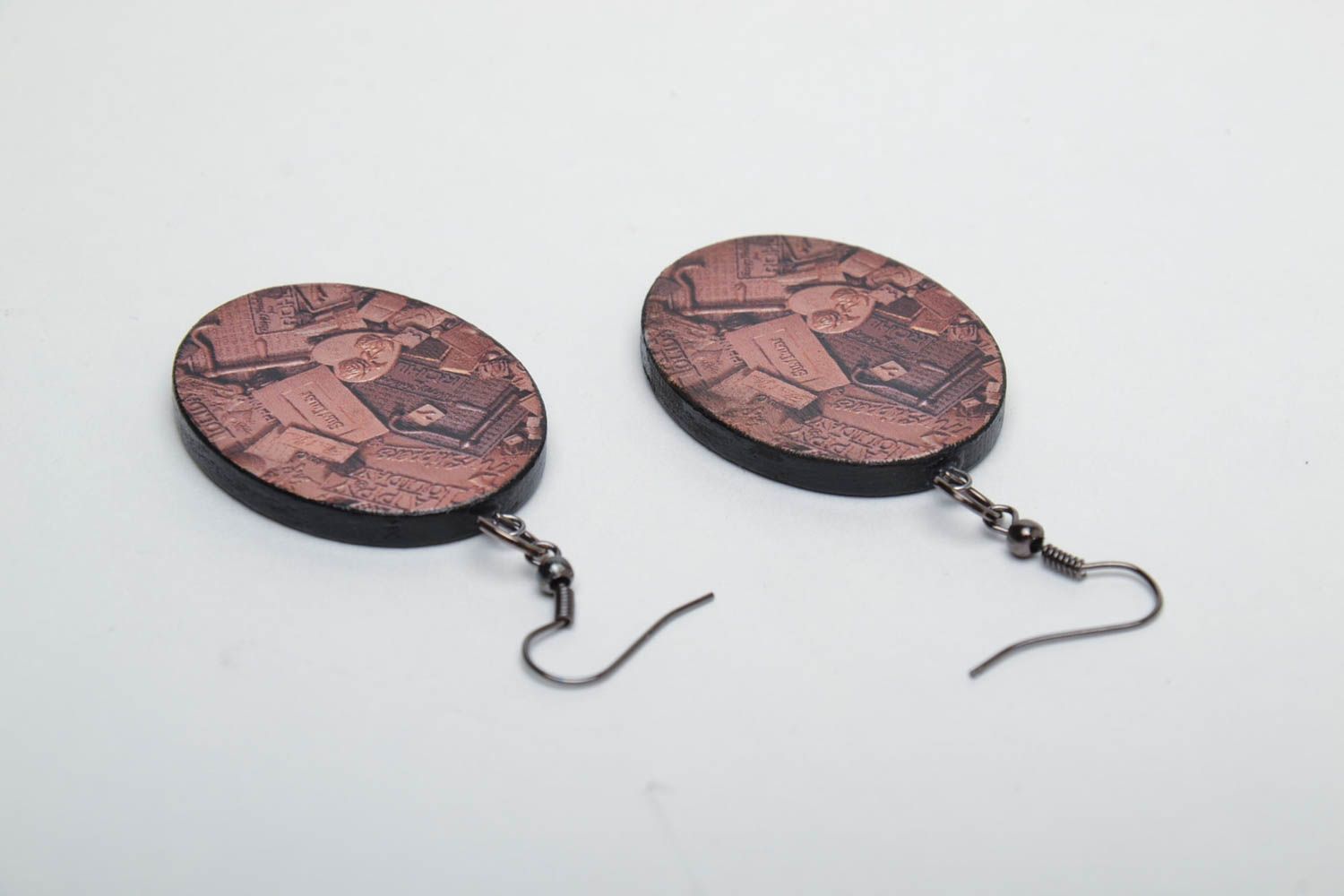 Decoupage wooden earrings photo 4