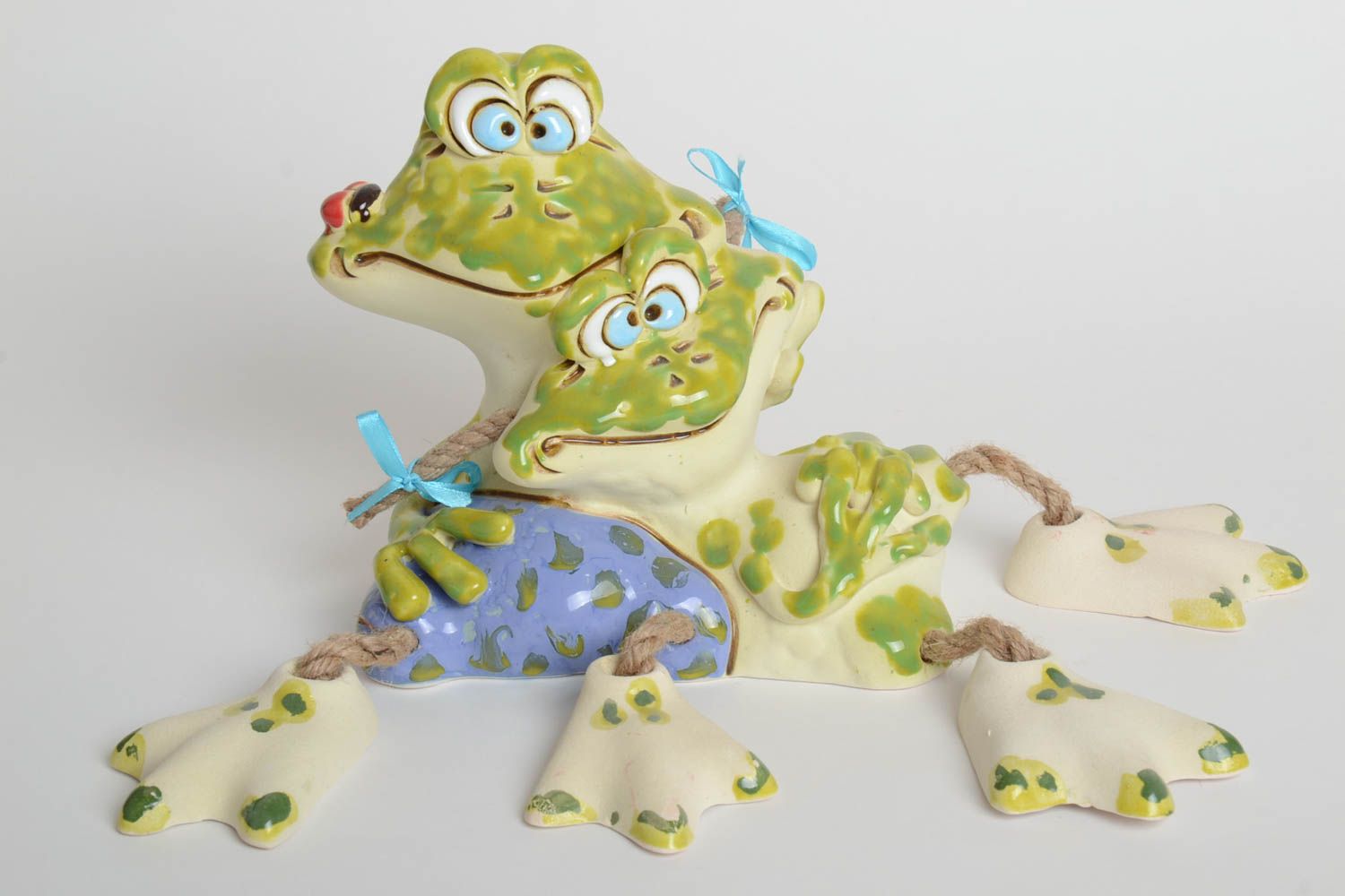 Handmade moneybox ceramic frog souvenir unusual moneybox for children photo 2