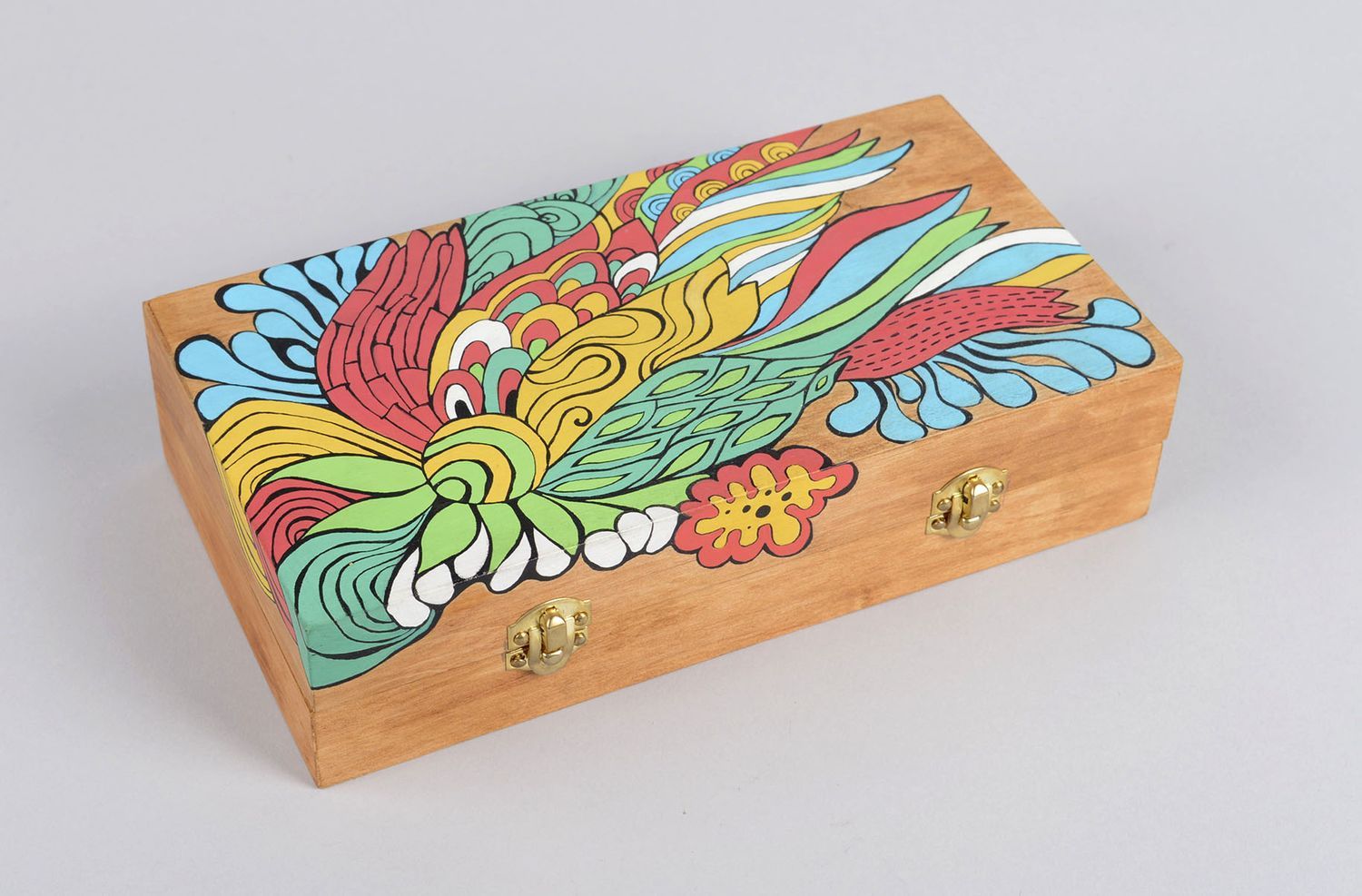 Boîte à bijoux fait main Boîte en bois peinte design original Déco maison photo 5
